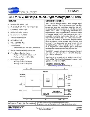 Cirrus CS5571高速模/数转换器英文版说明书