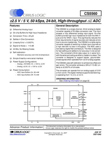 Cirrus CS5560高速模/数转换器英文版说明书