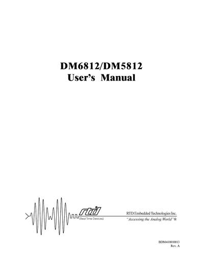 RTD PC/104 数据模块板DM6812HR Hardware Manual