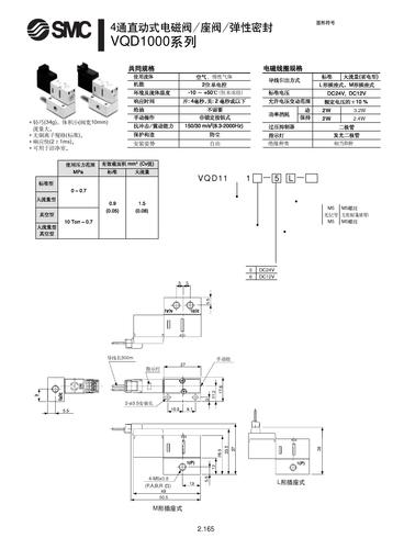 日本SMC VQD1000系列4通电磁阀(直动式座阀)用户指南