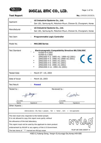 LS(LG) 可编程控制器 K120S_CE认证书