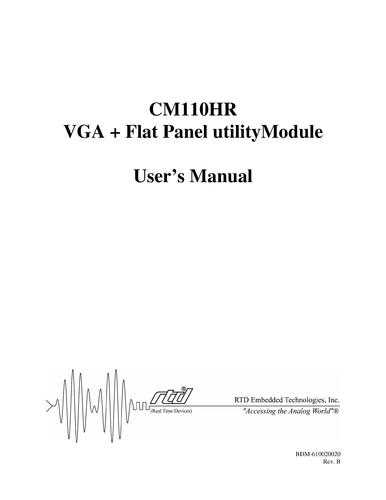 RTD PC/104 图形显示模块板CM110HR Hardware Manual