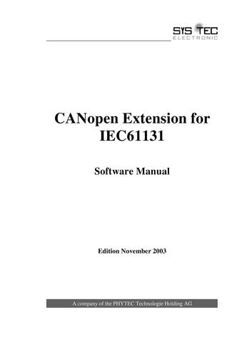 CANopen Extension for IEC61131L软件手册