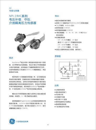 GE NPI-19系列电压补偿、中压、介质隔离压力传感器