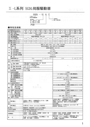 YASKAWA安川的SIGMA-L系列马达+驱动器的详细参数