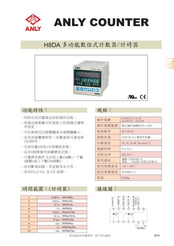 ANLY H8DA 多功能数位式计数器/计时器 使用手册