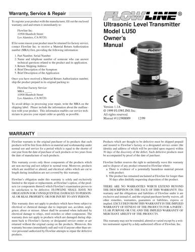 FLOWLINE超声波液位计LU50说明书