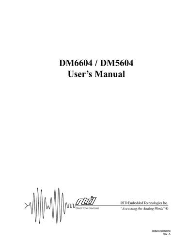 RTD PC/104 数据模块板DM6604ER Hardware Manual