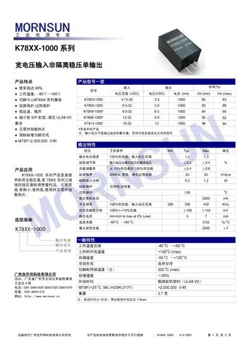 金升阳K78XX-1000 产品资料