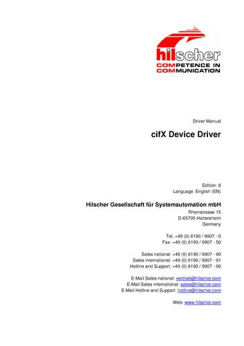 德国赫优讯(Hilscher)cifX实时以太网计算机板卡驱动手册