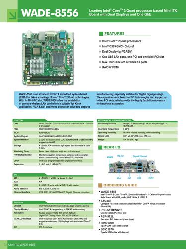 瑞传WADE-8556嵌入式Mini-ITX主板说明书
