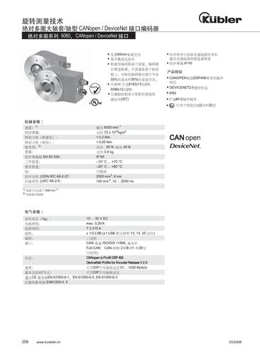 库伯勒 绝对多圈系列 9080，CANopen / DeviceNet 接口编码器