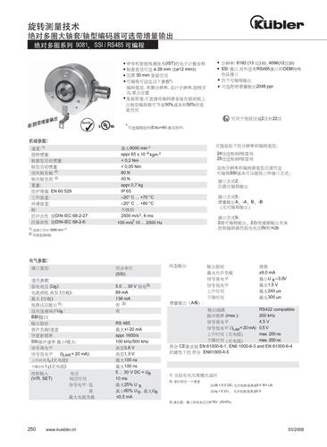 库伯勒 绝对多圈系列 9081编码器，SSI / RS485 可编程