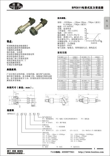 BPE611电容式压力变送器产品样本