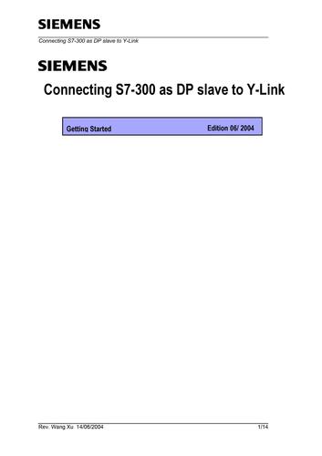 西门子 Y-LINK将S7-300 DP从站联结到H系统介绍（中文）