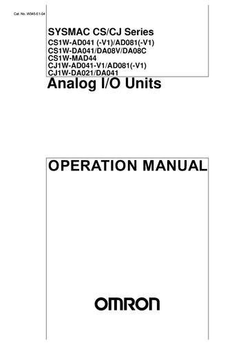 CJ CS Analog IO Units Operation Manual-E-CJ PLC专题