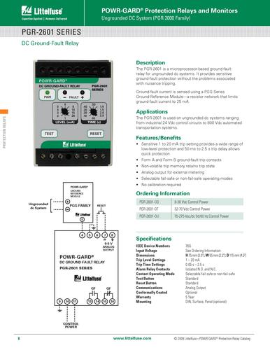 Littelfuse 接地保护装置型号：PGR-2601-0D  系列：PGR-2601