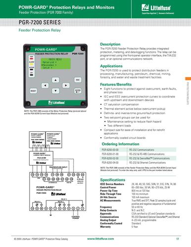 Littelfuse电动机保护器 型号：PGR-7200-04-00-FPU  系列：PGR-7200