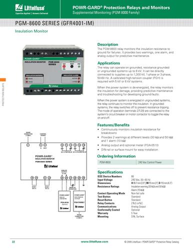 Littelfuse监测器 型号：PGM-8600  系列：PGM-8600