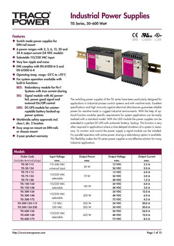 瑞士尖端电源TIS导轨安装冗余系列