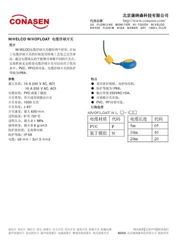 NIVELCO NIVOFLOAT 电缆浮球开关介绍