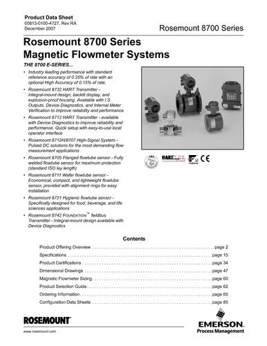 罗斯蒙特 8700 系列电磁流量计系统说明书