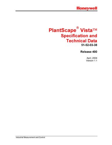 霍尼韦尔VistaR400技术样本
