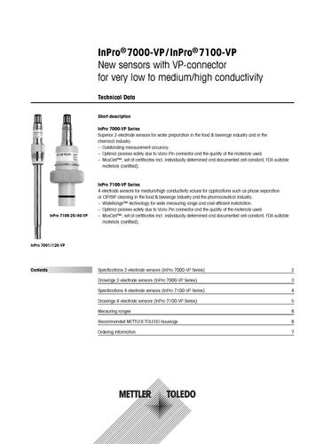 梅特勒-托利多 InPro7000-VP & InPro7100-VP 英文版