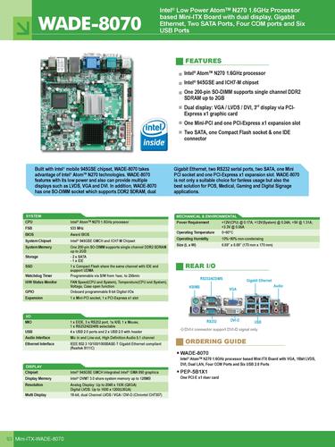 瑞传 WADE-8070 嵌入式主板资料