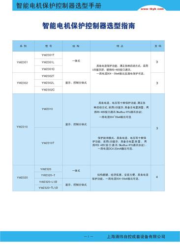 涌纬自控  智能马达保护控制器选型手册(2010最新版)