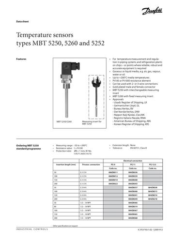 丹佛斯 MBT 5250/5260/5252温度传感器