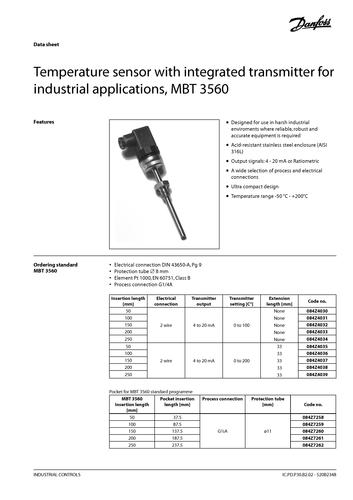 丹佛斯 MBT_3560温度传感器