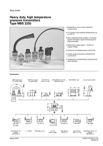 丹佛斯 MBS2250压力变送器