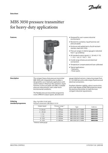 丹佛斯 MBS3050压力变送器