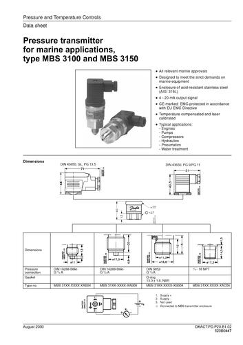 丹佛斯 MBS3100 紧凑型压力变送器