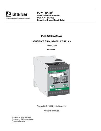 Littelfuse PGR-4704接地故障保护继电器使用手册