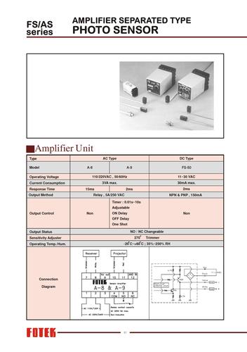 FOTEK阳明放大器分离式光电开关A-8 A-9 FS-50