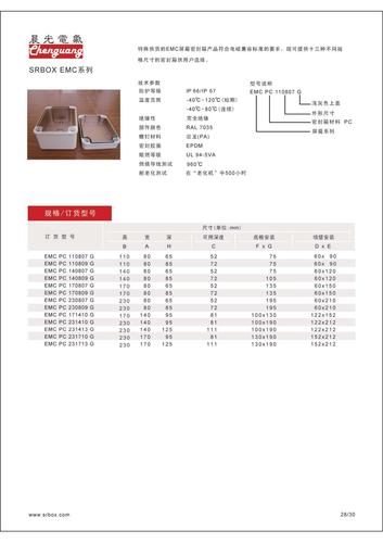 晨光电气 SRBOX EMC系列电气密封箱选型手册