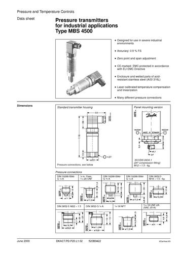 丹佛斯 MBS 450/451压力变送器