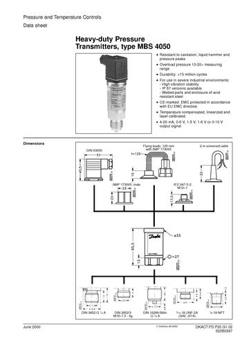 丹佛斯 MBS 4050压力变送器