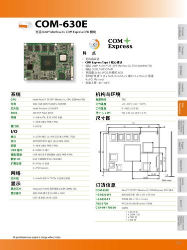 宽温 Intel? Menlow-XL COM Express CPU 模块COM-630E