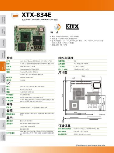 宽温 Intel? Core? Duo L2400 XTX? CPU 模块XTX-834E