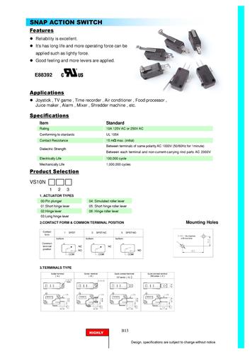 VS10N系列卫东开关选型手册