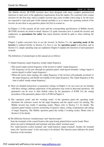 士林SF系列变频器英文说明书