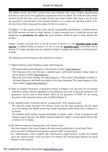 士林SE系列变频器英文说明书