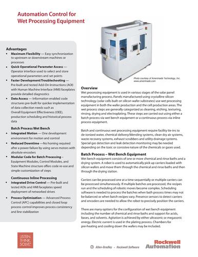 Automation Control for Wet Processing Equipment