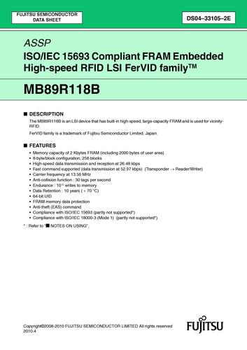 铁电内存的RFID  MB89R118B