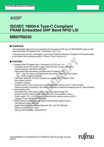 铁电内存的超高频RFID MB97R8030