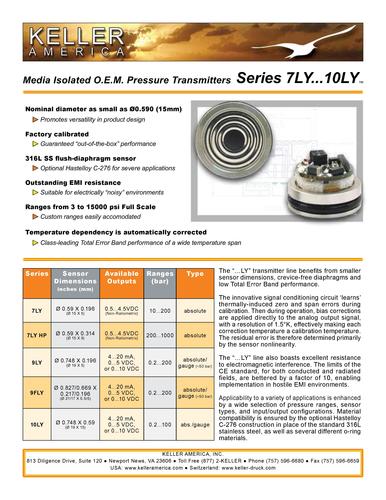 Keller 7LY...10LY系列OEM压力变送器 英文样本