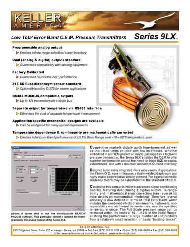 Keller 9LX系列高精度OEM压力变送器 英文样本